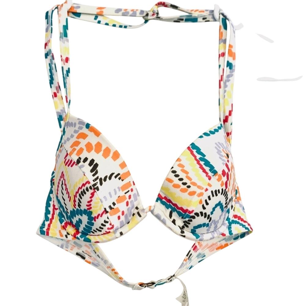 Victorias Secret Womens Halter Print Swimwear Padded Underwire Bikini Top 34A